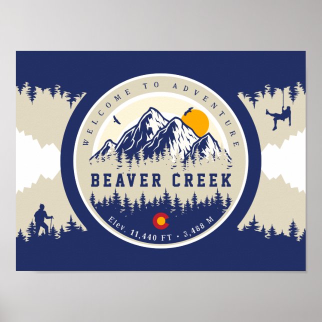 Póster Beaver Creek Colorado Flag Mountain Skvenir (Frente)