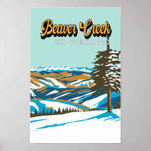 Póster Beaver Creek Ski Area Winter Colorado Vintage