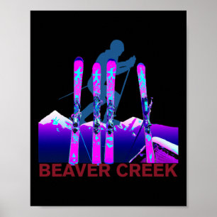 Póster Beaver Creek Skiing Snowboarding Retro 90 Beaver