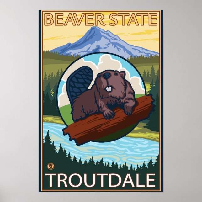Póster Beaver & Mt. Hood - Troutdale, Oregon (Frente)