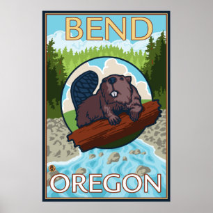Póster Beaver & River - Bend, Oregon