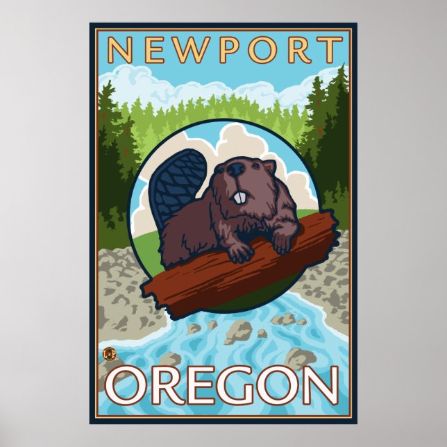 Póster Beaver & River - Newport, Oregón (Frente)