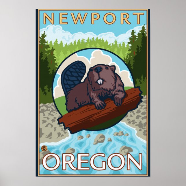 Póster Beaver & River - Newport, Oregón (Frente)