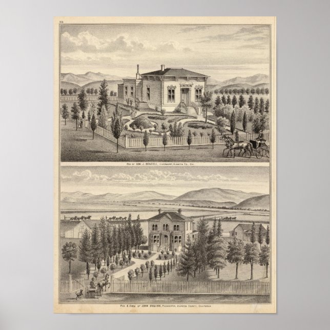 Póster Beazell, residencias inglesas, granjas (Frente)