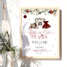 Póster Beba el frío Chica exterior Baby Shower Bienvenida