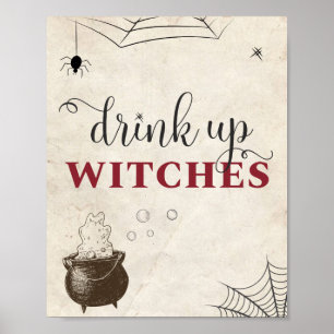 Póster Beban las Brujas Halloween Comida para Adultos en