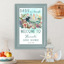 Bebé a bordo de la Baby Shower Tropical Surfing Fl