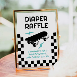 Póster Bebé a bordo Skateboard Baby Shower Diaper Raffle