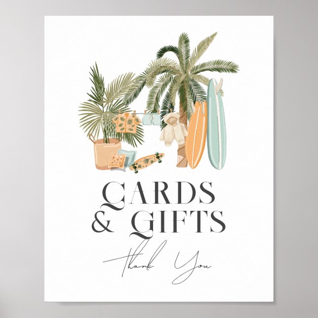 Póster Bebé a bordo Surf Baby Shower Cards & Gifts Rótulo (Frente)