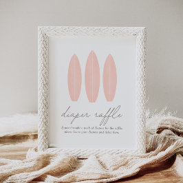 Póster Bebé a bordo Surfboard Baby Shower Diaper Raffle