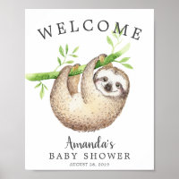 Bebé adorable Sloth Bienvenida al Poster de Baby S