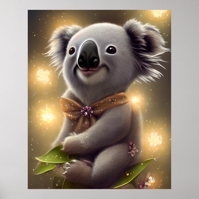Póster Bebé Adorable Sonriendo Oso Koala (Frente)