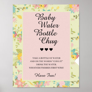 Póster Bebé Agua Botella Chug Baby Shower Game Poster