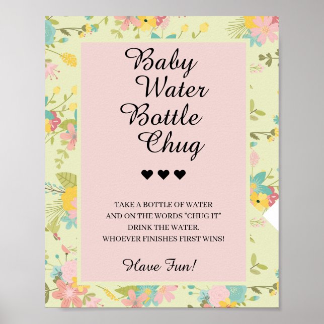 Póster Bebé Agua Botella Chug Baby Shower Game Poster (Frente)
