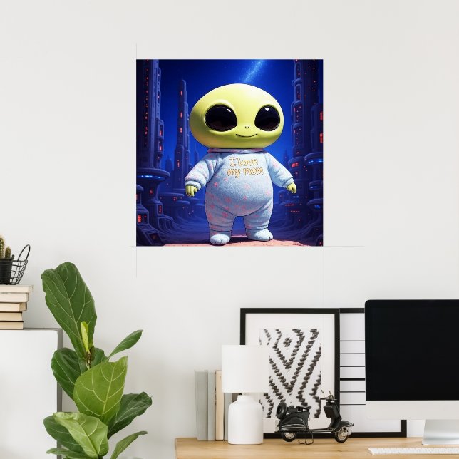 Póster Bebé Alien IA Alien  (Oficina en casa)