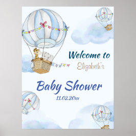 Póster Bebé Animales Poster de Baby Shower de globo aeros
