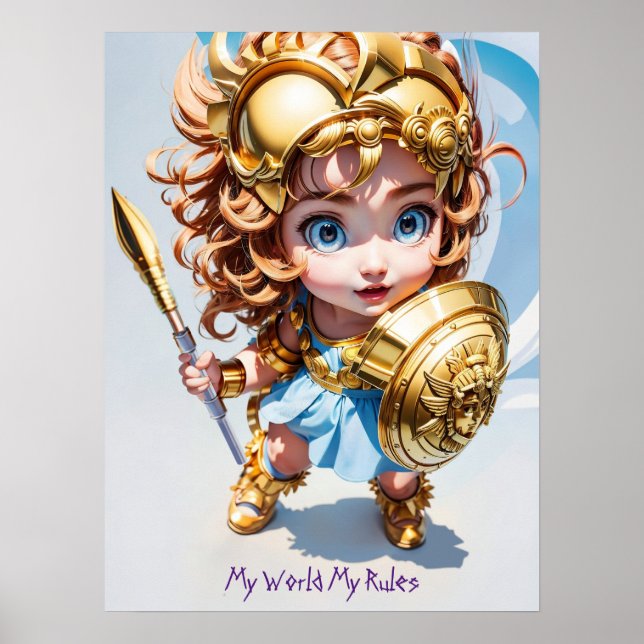 Póster Bebé Athena "Mi mundo mis reglas" (Frente)