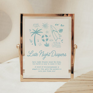 Póster Bebé azul a bordo de pañales nocturnos