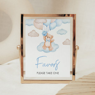 Póster Bebé azul Bear globo Baby Shower Favores