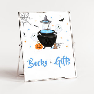 Póster Bebé azul de Halloween está preparando libros y re