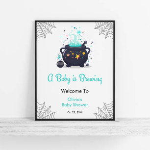 Póster Bebé azul está preparando la bienvenida Baby Showe