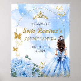Póster Bebé Azul Vestido Princesa Quinceañera Fiesta