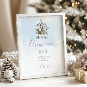 Póster Bebé azul Winter Árbol de Navidad bar mamá-osa