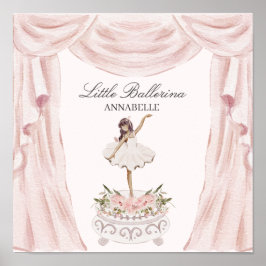 Póster Bebé Bailarina Rosa: Baby Shower o Cumpleaños