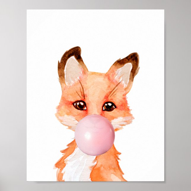 Póster Bebé Bebé Bebé Fox Cub Nursera Niño Rosa (Frente)