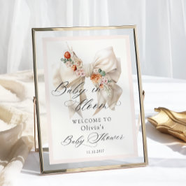 Póster Bebé blanco florido en la bienvenida de Baby Showe