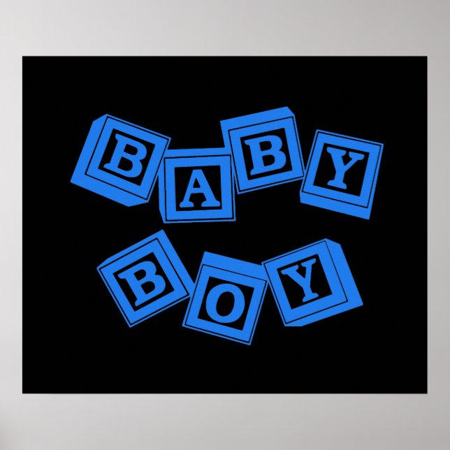 Póster Bebé Blue Wood Alphabet Cube Blocks (Frente)