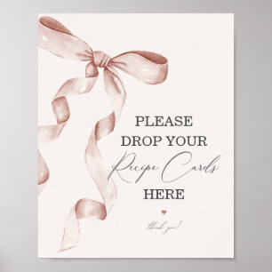 Póster Bebe Bow Bridal Shower Comparte Rótulo con tarjeta