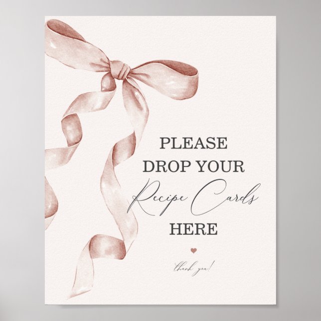 Póster Bebe Bow Bridal Shower Comparte Rótulo con tarjeta (Frente)