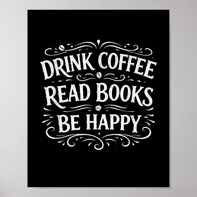 Póster Bebe café lee libros sé feliz vida sencilla (Frente)