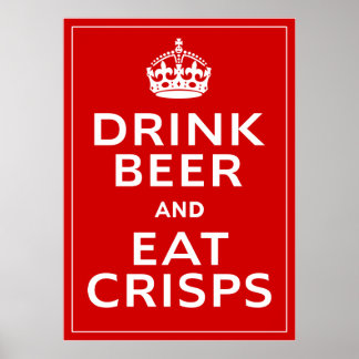 Póster Bebe cerveza y come crustáceos ~ Cerveza divertida