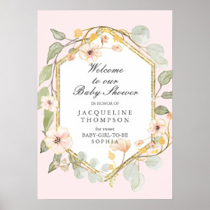 Póster Bebé Chica Bienvenida Pastel Fall Floral