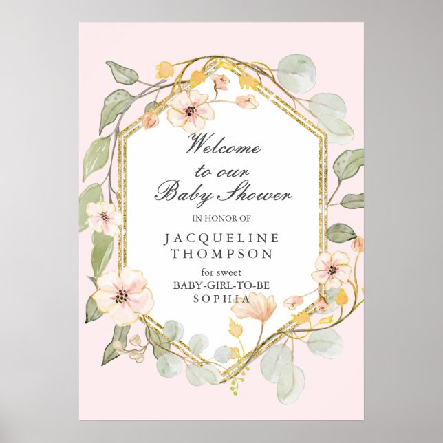 Póster Bebé Chica Bienvenida Pastel Fall Floral (Frente)