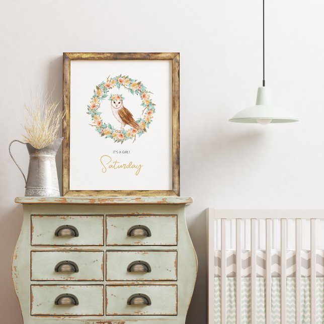 Póster Bebé Chica Ducha Nombre Owl Woodland Nursery (Subido por el creador)