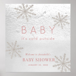 Póster Bebé, Chica exterior frío Bienvenida a Baby Shower