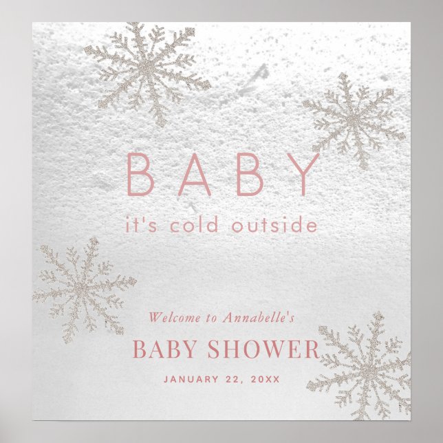 Póster Bebé, Chica exterior frío Bienvenida a Baby Shower (Frente)