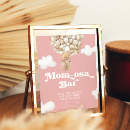 Póster Bebé Chica Teddy Bear Balloon Shower Mom-osa Bar