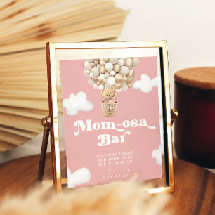 Póster Bebé Chica Teddy Bear Balloon Shower Mom-osa Bar