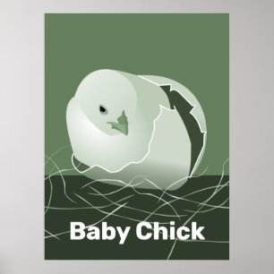 Póster Bebé Chick Green Kitchen Wall Art
