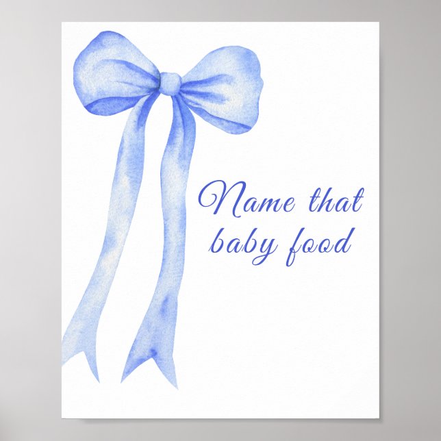 Póster Bebé con arco azul nombre juego de comida para beb (Frente)