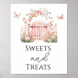 Póster Bebé con flores rosadas Dulces y Tratamientos Rótu