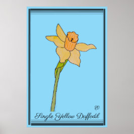Póster Bebé Daffodil amarillo único azul