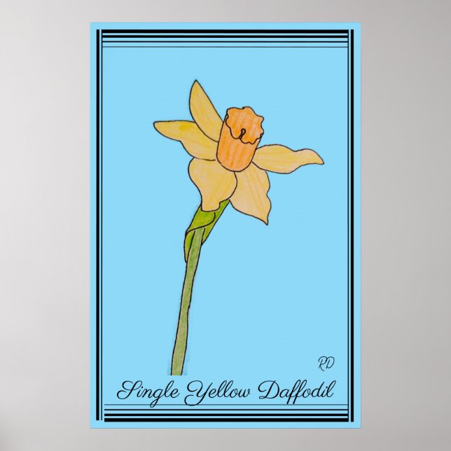 Póster Bebé Daffodil amarillo único azul (Frente)