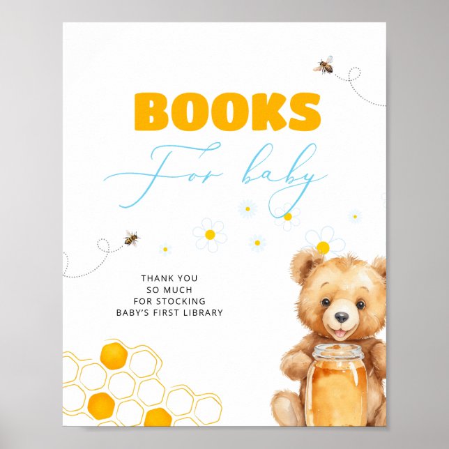 Póster Bebé De Abeja Con Baby Shower Libros Para Bebés (Frente)