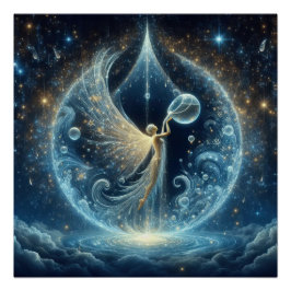 Póster Bebé De Agua Limpia En Un Lago Azul