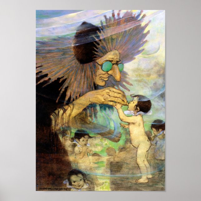 Póster Bebé de agua y hadas, Jessie Willcox Smith (Frente)